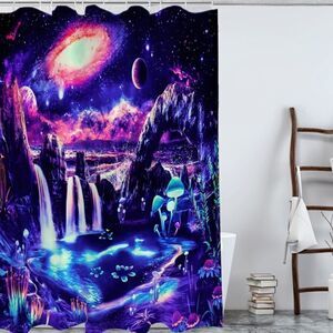 Space Curtain,  Asteroid & Waterfall Curtain, Abstract Modern with hooks